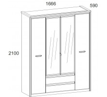 Четырехстворчатый шкаф для одежды с зеркалом Джаз 4DG2S Z