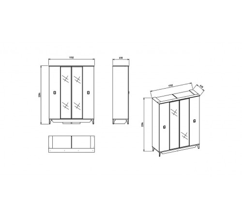 Шкаф 4-х дверный Алвис (ALVIS) ALVIS-20 Шкаф 4-х дверный Алвис (ALVIS) ALVIS-20
