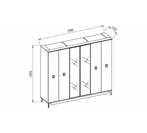 Шкаф платяной 6-и дверный Алвис (ALVIS) ALVIS-34 Шкаф платяной 6-и дверный Алвис (ALVIS) ALVIS-34