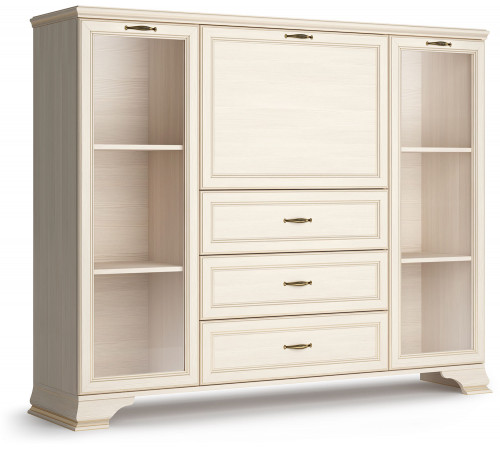 Шкаф низкий 2 стеклодвери "тумба-витрина" Сиена (Бодега Белый) Шкаф низкий 2 стеклодвери "тумба-витрина" Сиена (Бодега Белый)