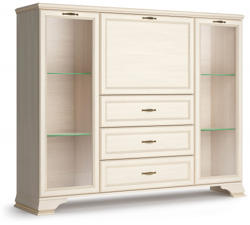 Шкаф низкий 2 стеклодвери "тумба-витрина" Сиена (Бодега Белый) Шкаф низкий 2 стеклодвери "тумба-витрина" Сиена (Бодега Белый)